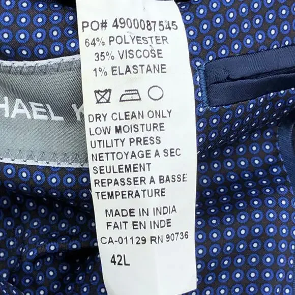 Michael Kors Mens Size 42L Blazer Jacket Sport Coat Navy Blue Metal Buttons